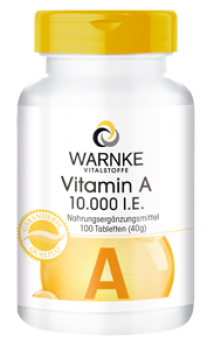 Vitamin A 10.000 I.E. 3000mcg, 100 Tabletten vegan  100 Tabletten